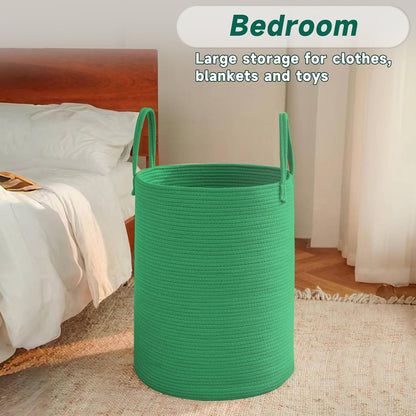 Large Woven Laundry Basket Hamper,80L Cotton Rope Storage Bin for Blankets,Toys and