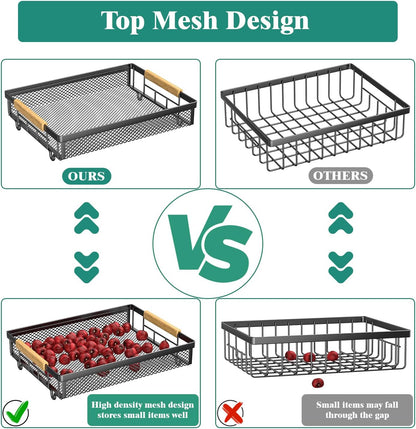 Giwil 3 Tier Countertop Fruit Mesh Basket for Kitchen, Vegetable Storage Bread Fruit Bowl Stand