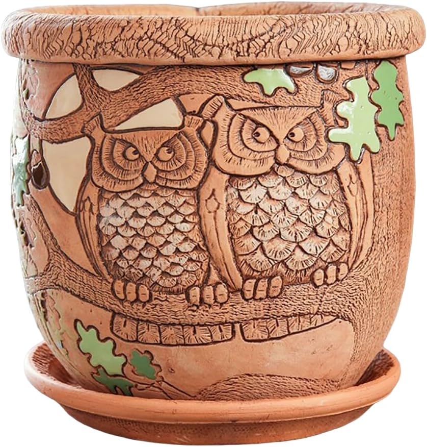 Ceramic Pot with Drainage Hole and Saucer, Plant Pots, Modern Decorative Planters for House Plants