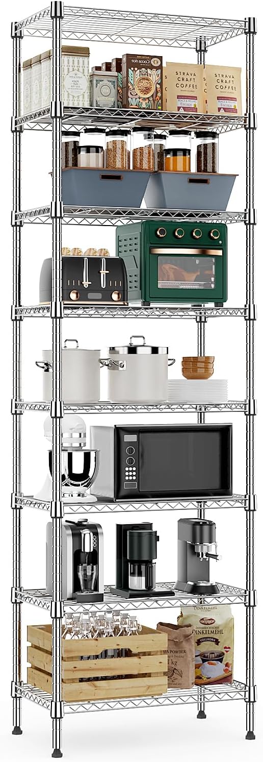 8 Tier 2000 lbs Storage Rack Metal Wire Shelving Unit, Storage Standing Shelf Organizer for Laundry