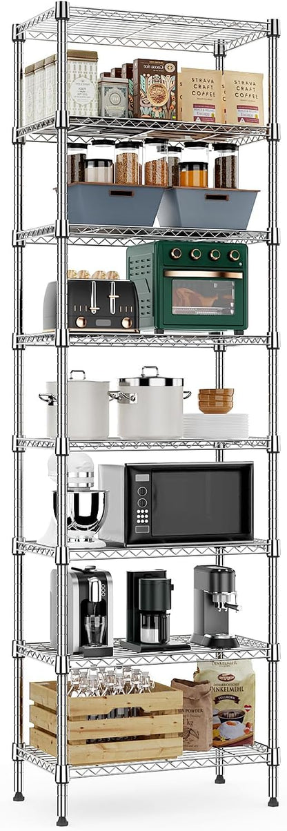 8 Tier 2000 lbs Storage Rack Metal Wire Shelving Unit, Storage Standing Shelf Organizer for Laundry