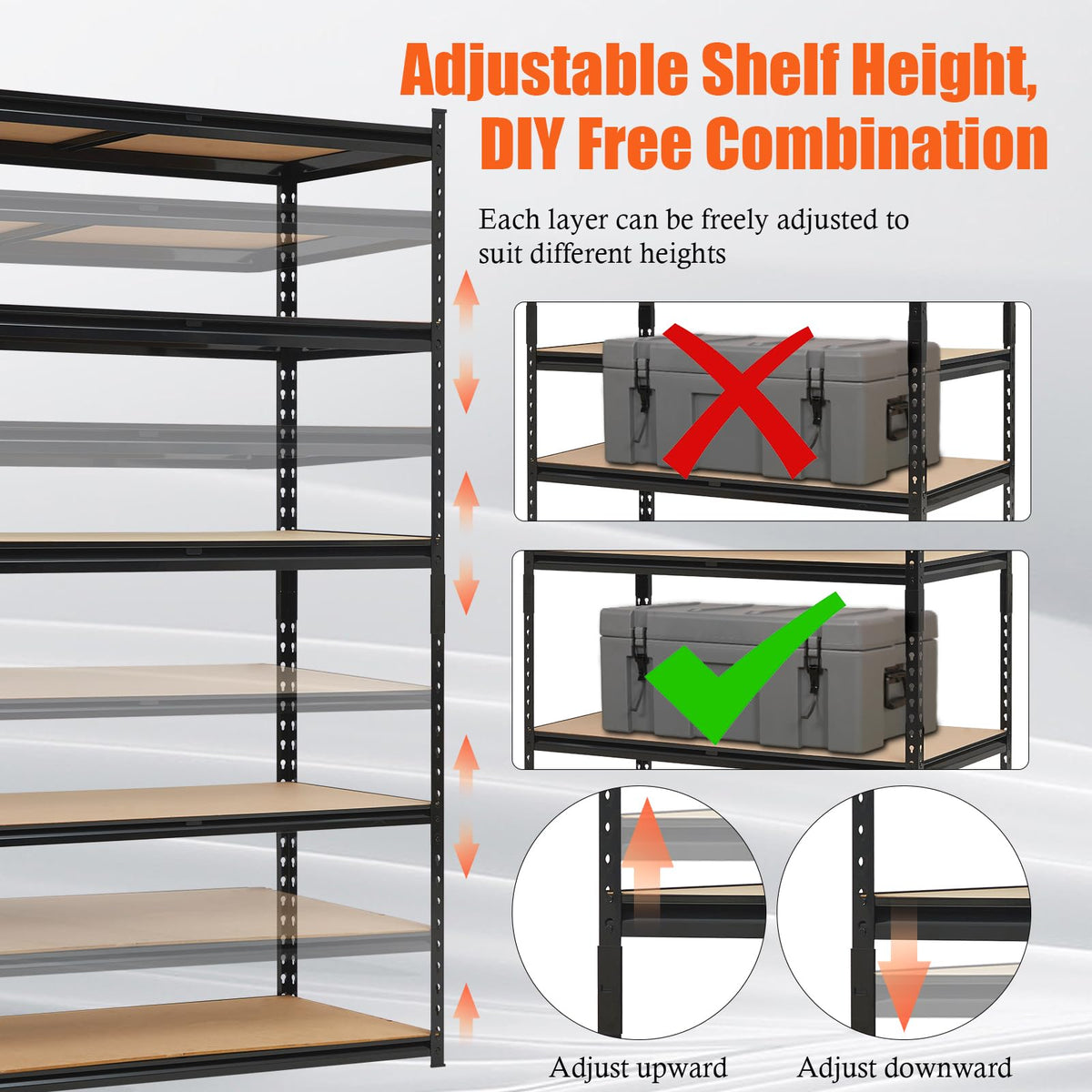 Heavy Duty Garage Shelving Units,5-Tier Adjustable Storage Shelves