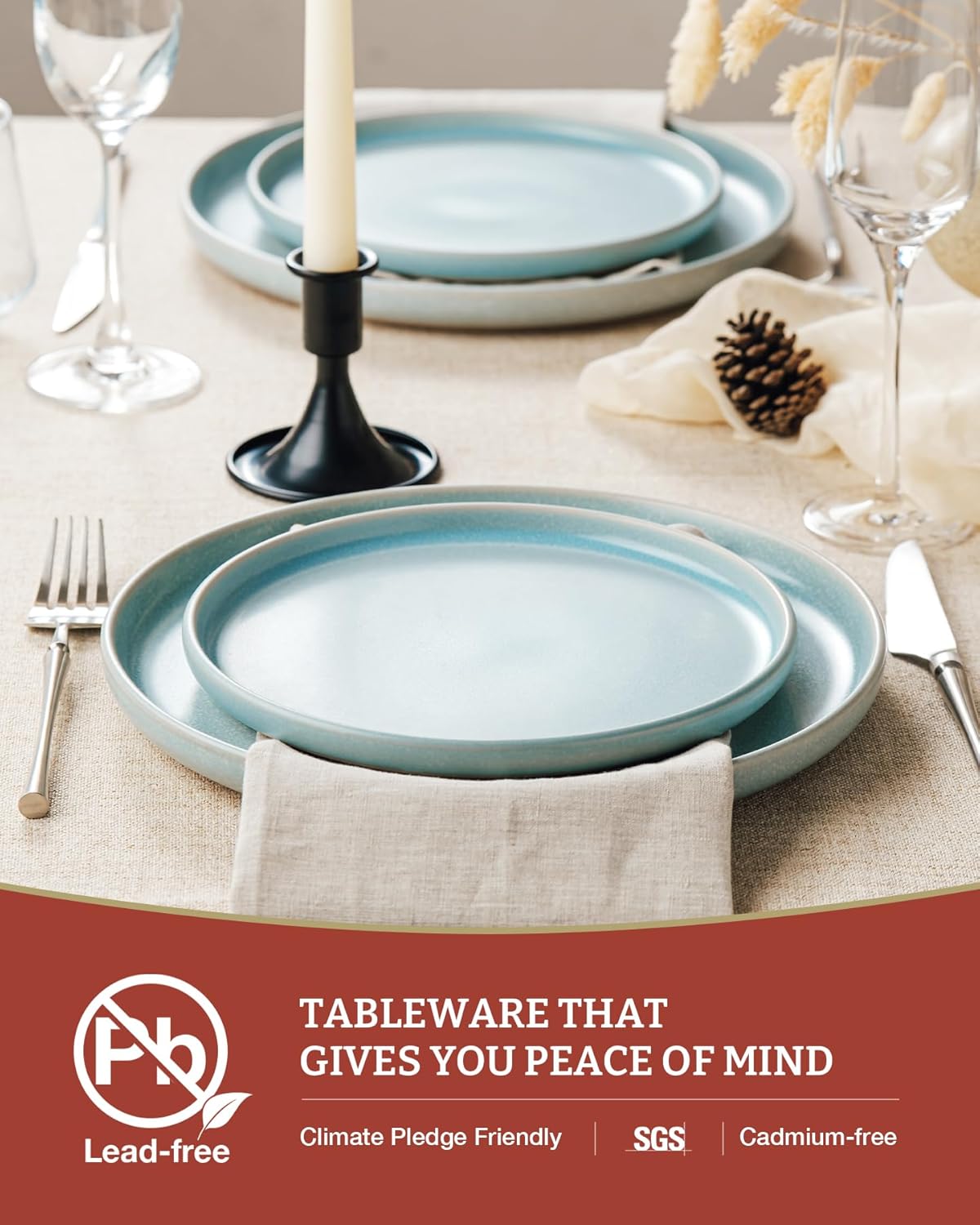 Famiware Milkyway Plates and Bowls Sets, 12 Pieces Dinnerware Sets, Reactive Glaze Dish Set