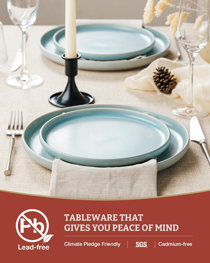 Famiware Milkyway Plates and Bowls Sets, 12 Pieces Dinnerware Sets, Reactive Glaze Dish Set
