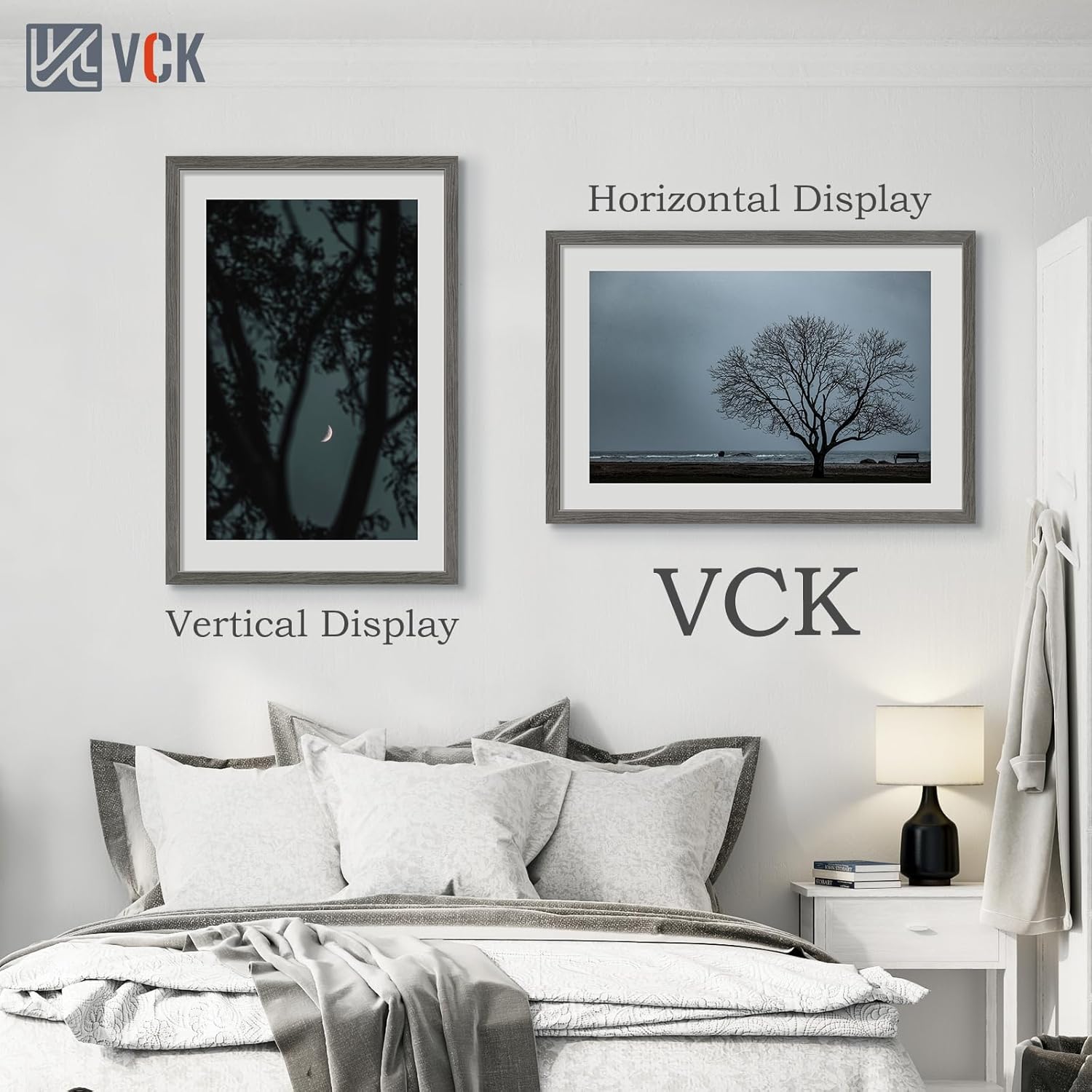 VCK 24x36 Poster Frame 3 Pack, Gray Solid Wood Picture Frame, Exclusive Wood Grain, Wall Mounting