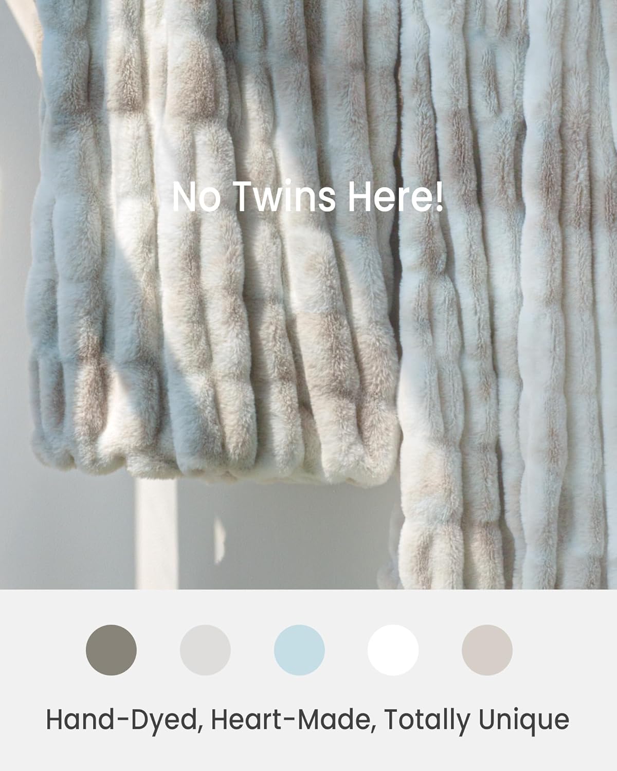 Faux Fur Blanket, Twin Size Oversized Throw Blanket for Couch, Fluffy Blanket with Stretch Ruched