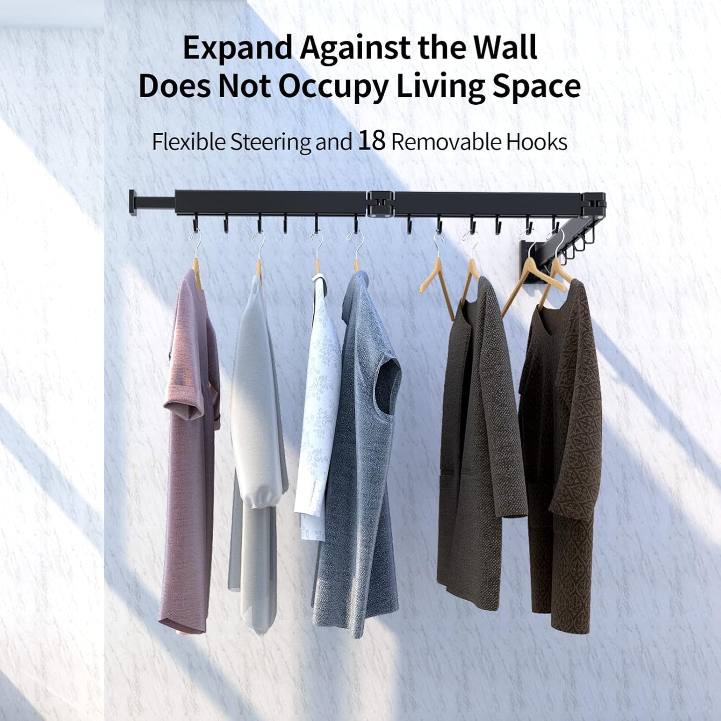 Foldable Clothes Drying Rack, 2 Fold Laundry Drying Rack Wall Mount, [No Drilling] Folding &
