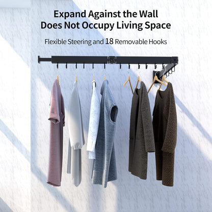 Foldable Clothes Drying Rack, 2 Fold Laundry Drying Rack Wall Mount, [No Drilling] Folding &