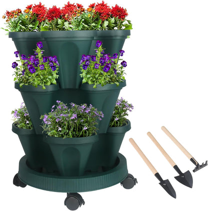Vertical Planter 3 Tier Stackable Planters Garden Planters Strawberry Herb Flower and Vegetable