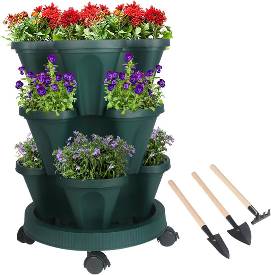 Vertical Planter 3 Tier Stackable Planters Garden Planters Strawberry Herb Flower and Vegetable