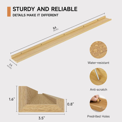 Floating Picture Ledge Shelves for Wall Set of 2, 84 Inches Picture Ledge Shelf with Long Large