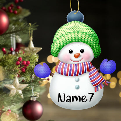 Personalized Christmas Ornaments,7pcs Custom Snowman Ornaments with Name Customized Family Ornament