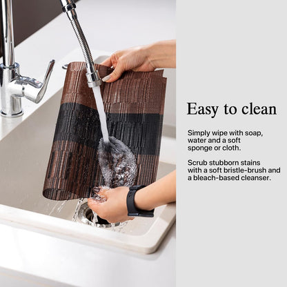 Placemats Set of 8 - Easy Clean Woven Vinyl Placemats for Dining Table, Indoor/Outdoor Place Mats