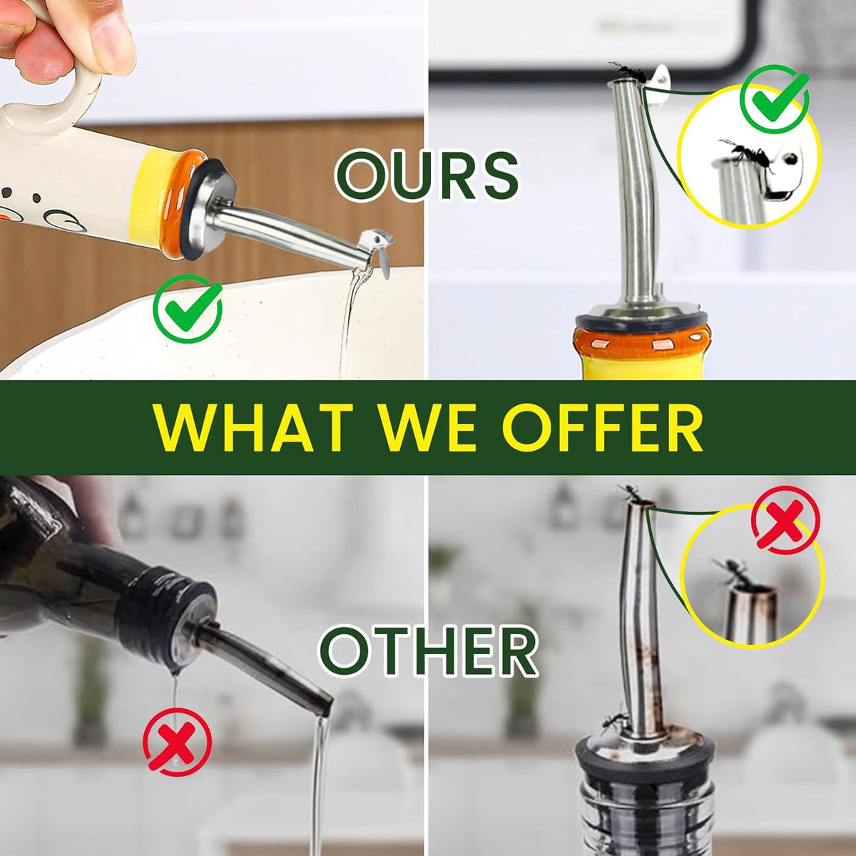 18 oz Ceramic Olive Oil Dispenser Bottle for Kitchen, Large Capacity Oli and Vinegar Cruet with