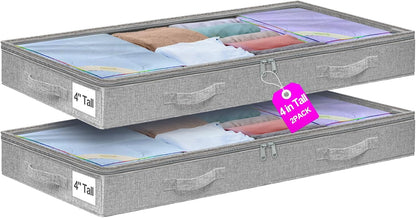 punemi Under Bed Storage Containers, Below 4 Inches Tall Low Profile Underbed Storage, NO