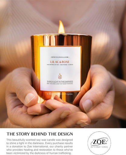 Benevolence LA Lilac & Rose Wood Wick Candles | Soy Scented Candles for Home | Gifts for Women and
