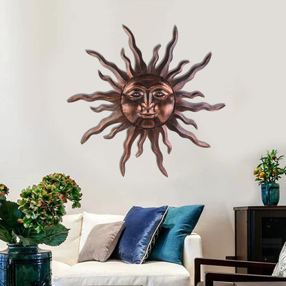 VZVXCC Large Metal Sun Wall Art Decor- 30 inches Sun Wall Hanging Decoration for Indoor Outdoor, 3D