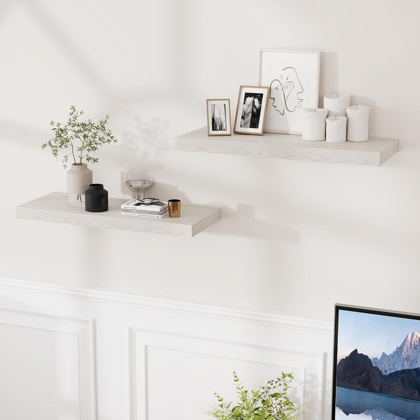 24 x 9 Floating Shelves, 9 Inch Deep Floating Shelf Wall Mounted, 24 Inch Bathroom Shelves Set of