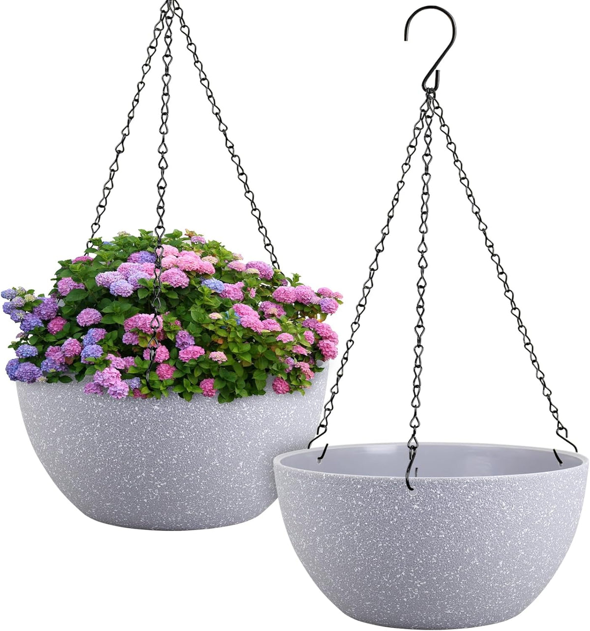 12 inch Large Hanging Planters for Indoor Outdoor Plants, 2 Pack Hanging Flower Pots with Drainage