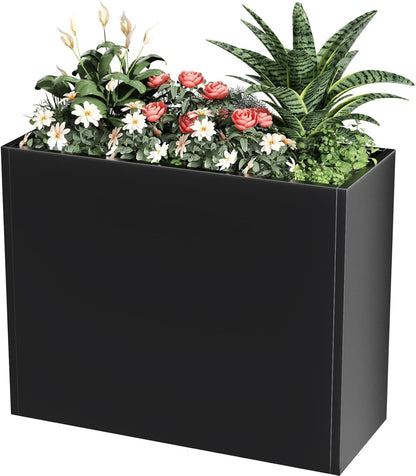 Tall Metal Cube Planter for Outdoor Plants 36" L x 12" W x 26" H, Heavy Duty Steel Large Planter