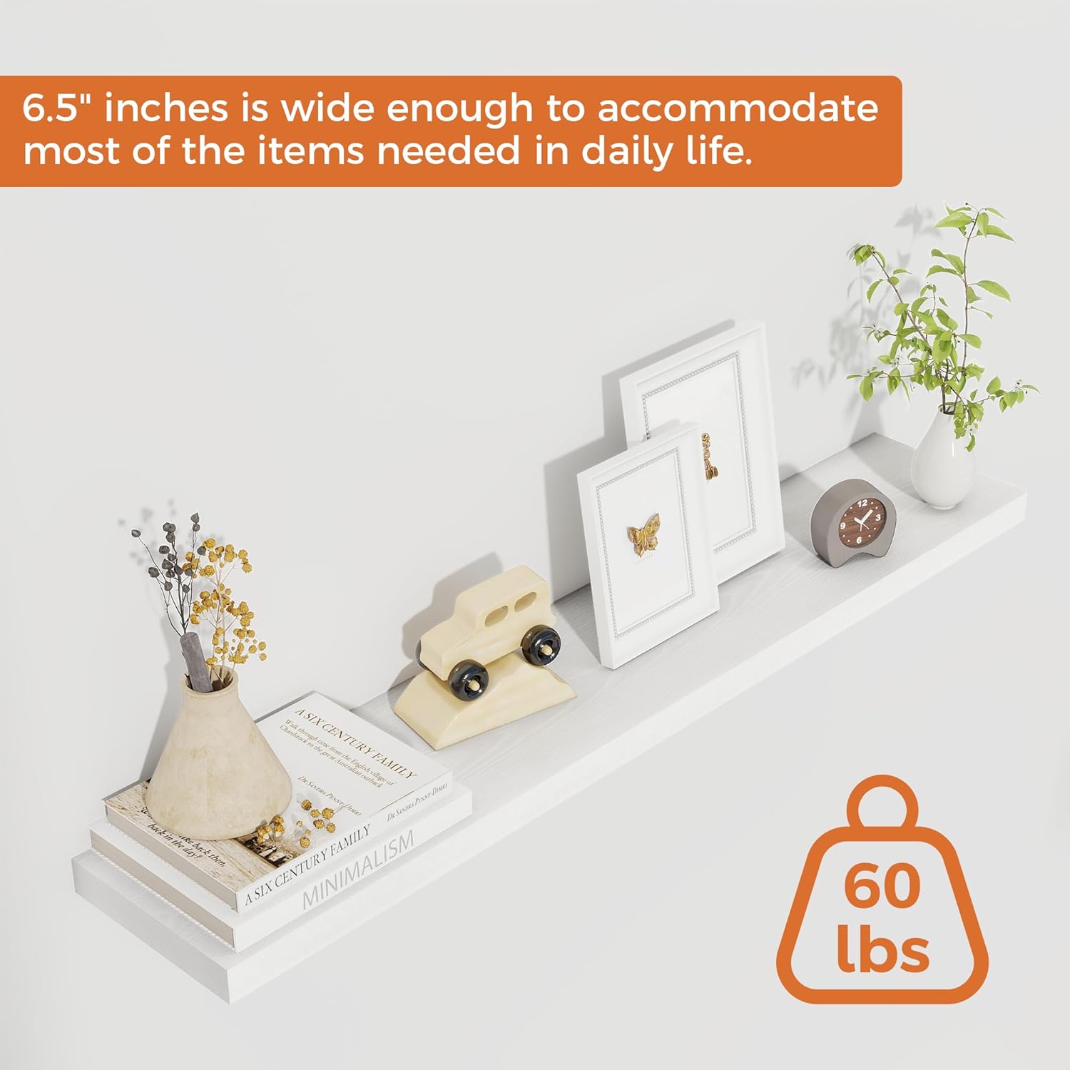 Fun Memories 36Inch Floating Shelves for Wall 2 Pack Wood Shelves for Kitchen, Bathroom, Bedroom