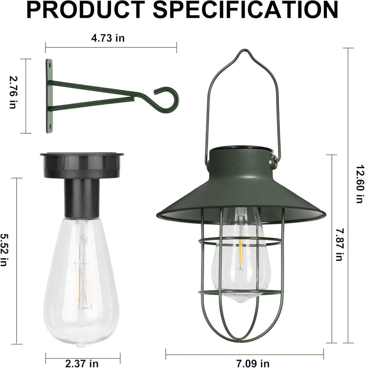 pearlstar Solar Lanterns Outdoor Metal Solar Powered Hanging Lights Waterproof for Wall Barn Yard