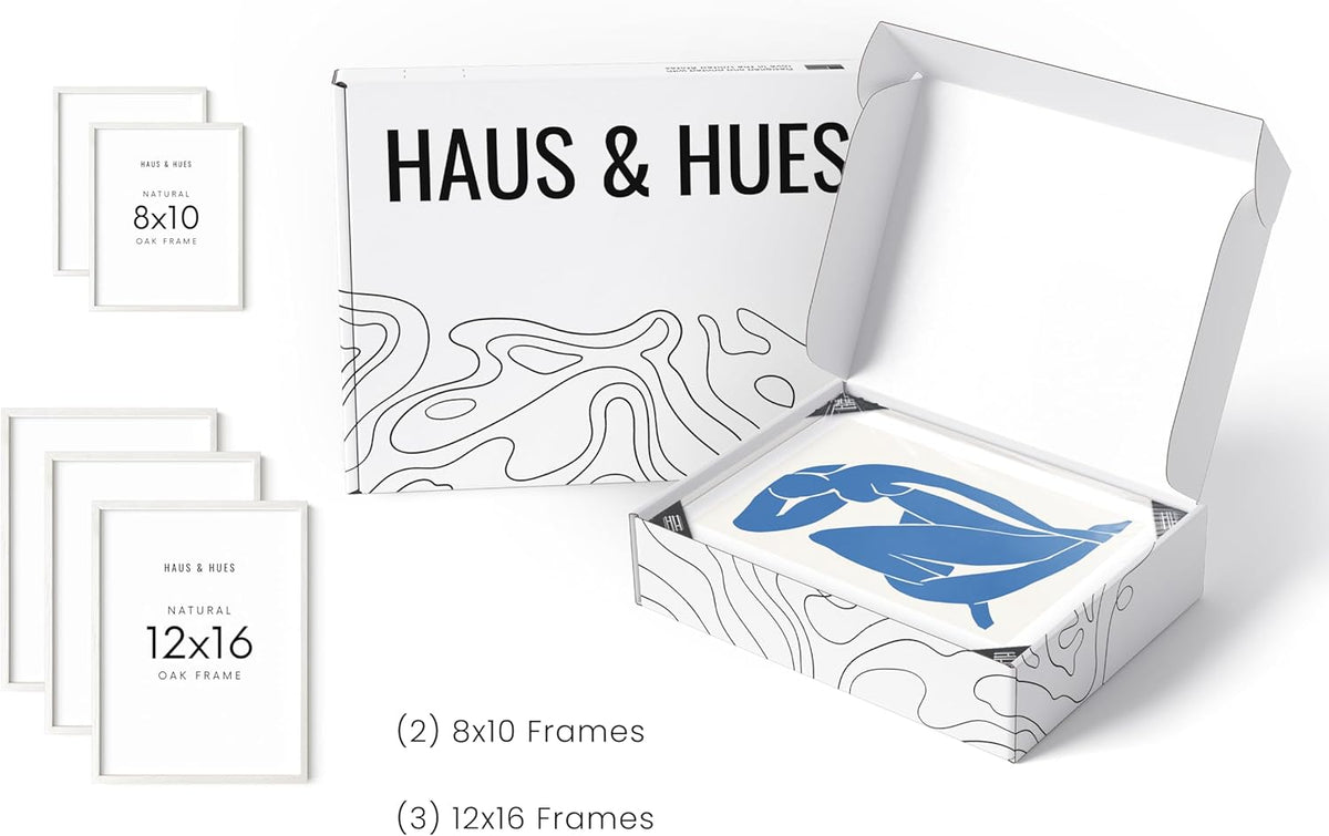 HAUS AND HUES Picture Frames for Wall - Set of 5 White Photo Frames, Photo Frame Collage, Bulk
