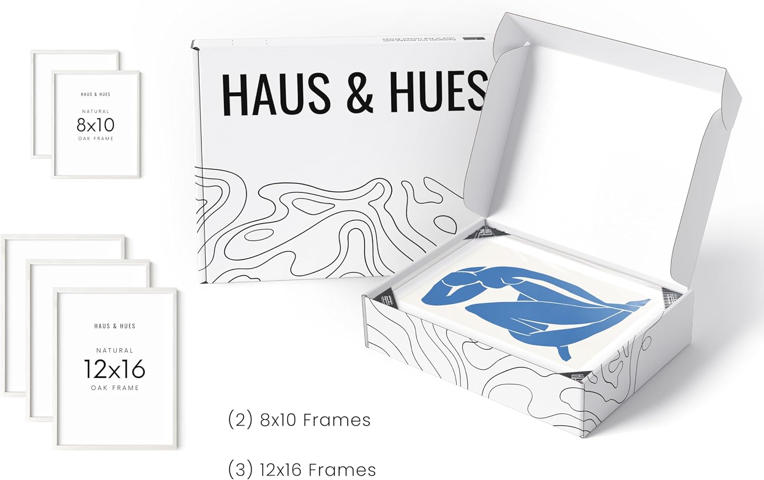 HAUS AND HUES Picture Frames for Wall - Set of 5 White Photo Frames, Photo Frame Collage, Bulk