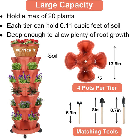 Vertical Planter 7 Tier Stackable Planters Garden Planters Strawberry Herb Flower and Vegetable