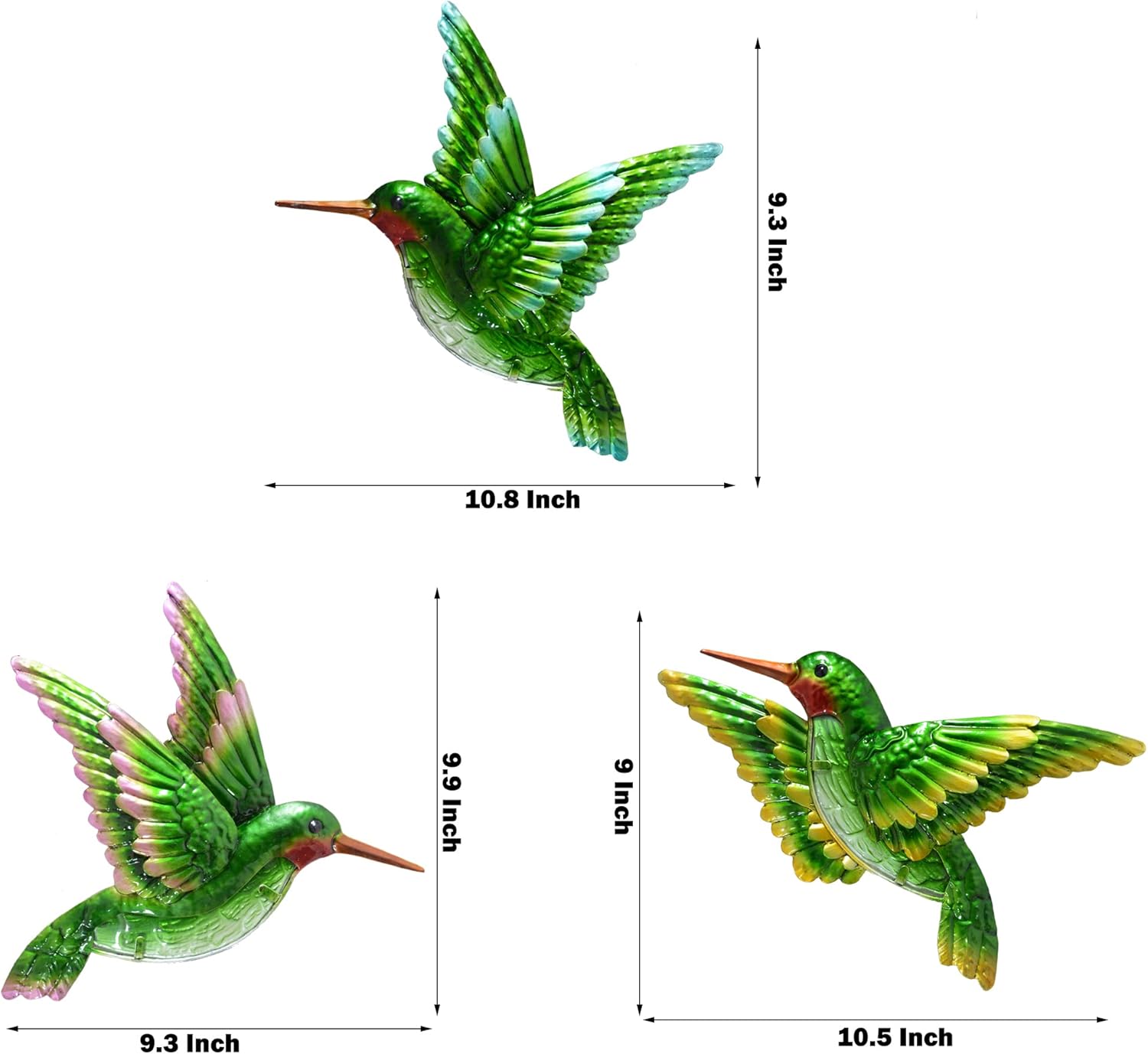 J-Fly Glass Hummingbird Wall Art Outdoor Hummingbird Decor Metal Fence Decorative Hummingbird