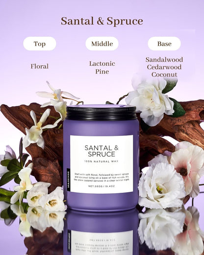 M&SENSE Sweet Spruce Coconut Soy Candles for Home Scented, 19.4oz 110 Hour Slow Burning Large