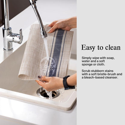 Placemats Set of 12 - Easy Clean Woven Vinyl Placemats for Dining Table, Indoor/Outdoor Place Mats