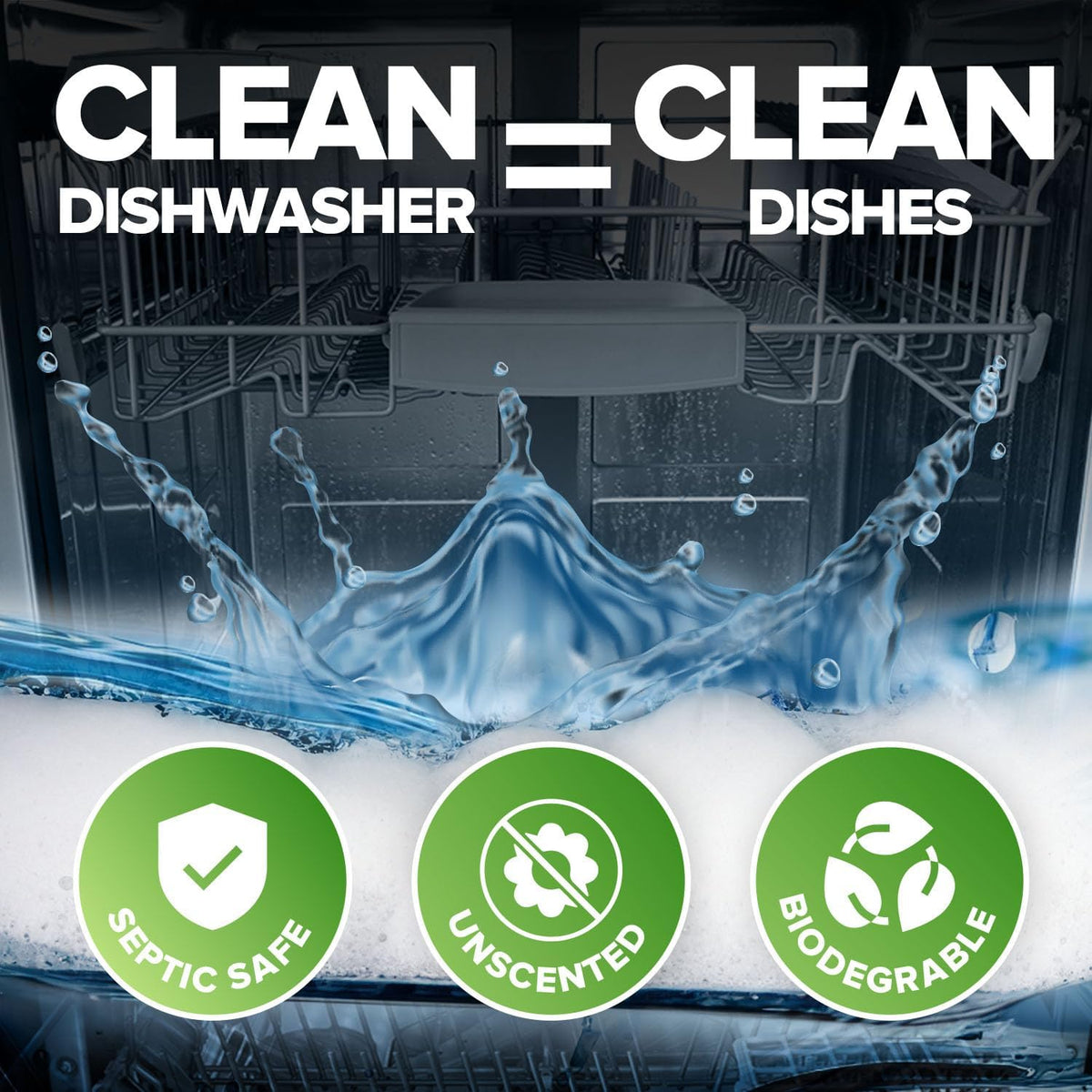Heavy Duty Dishwasher Cleaner and Deodorizer Tablets, Descaler, Deep Cleaning, Natural Odor and