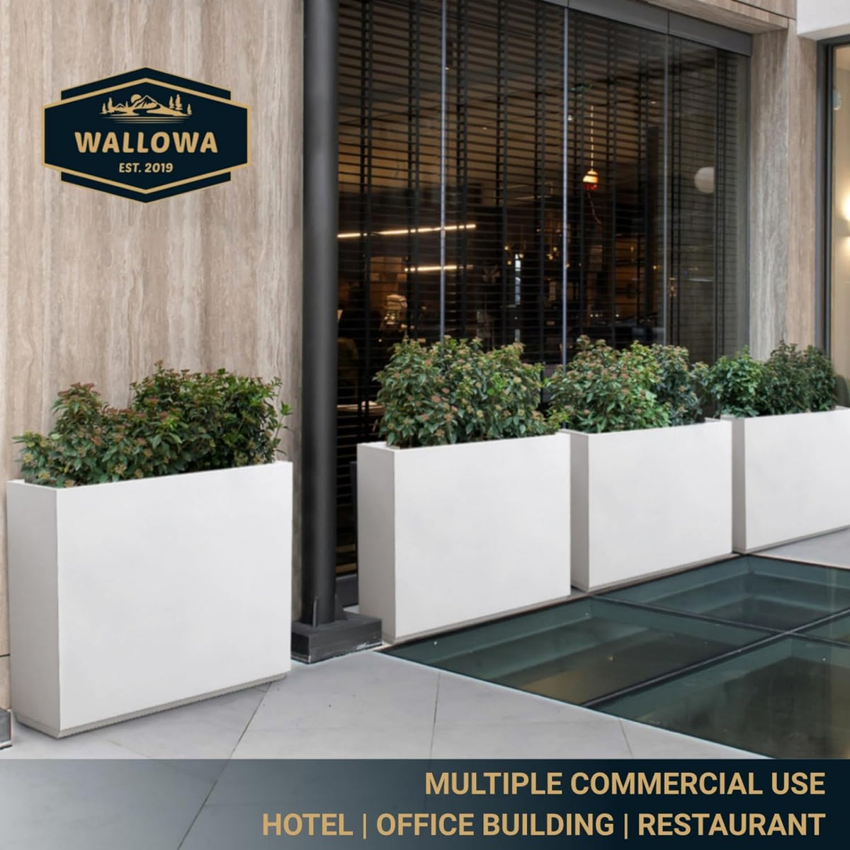 Metallic Heavy Planter for Outdoor Plants, 38Lx10Wx30H Inches Tall and Long Metal Divider Planter
