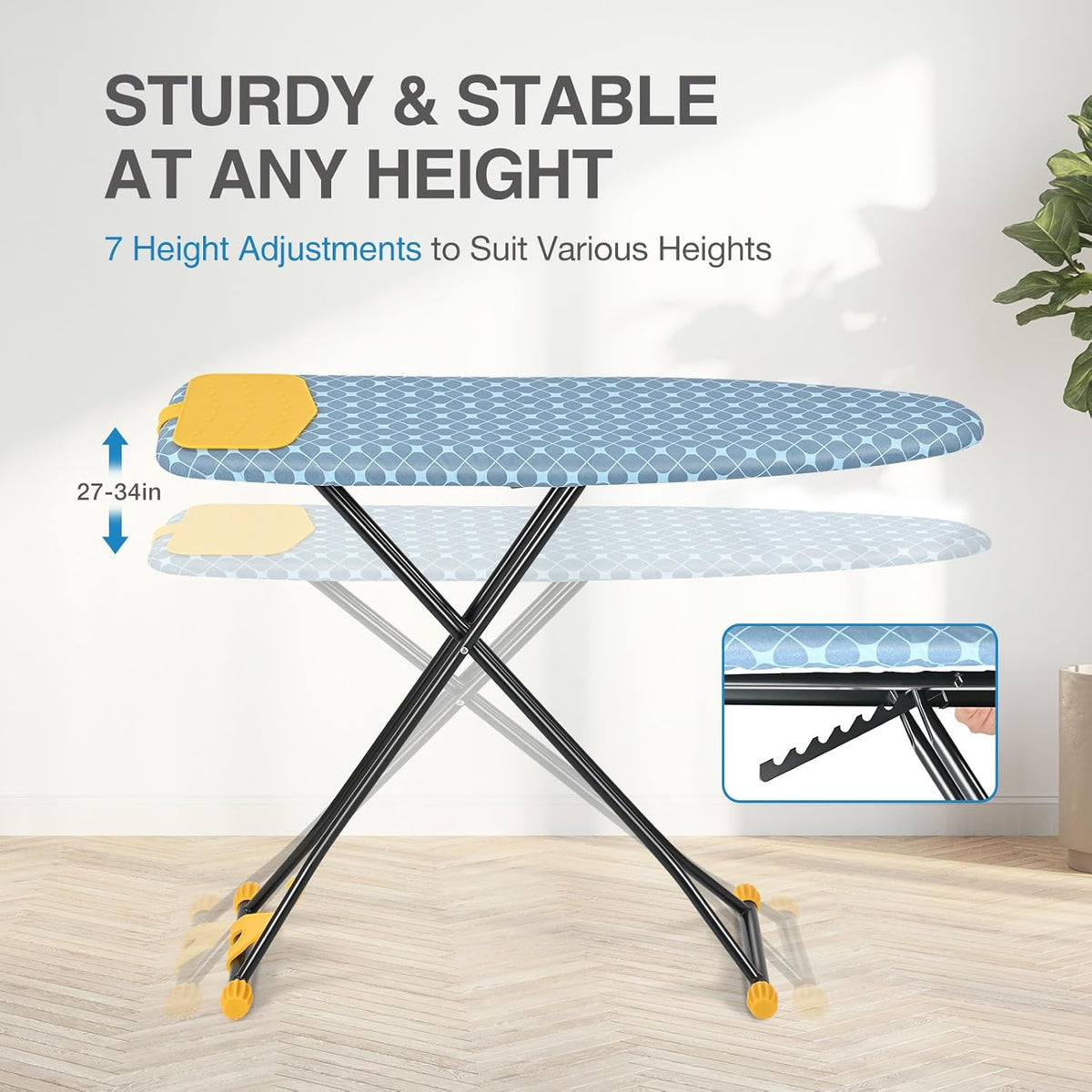 APEXCHASER Ironing Board with Iron Rest, Compact and Space Saver Iron Board, Extra Thick Cover