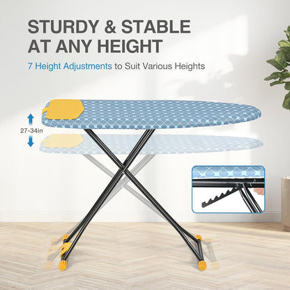 APEXCHASER Ironing Board with Iron Rest, Compact and Space Saver Iron Board, Extra Thick Cover