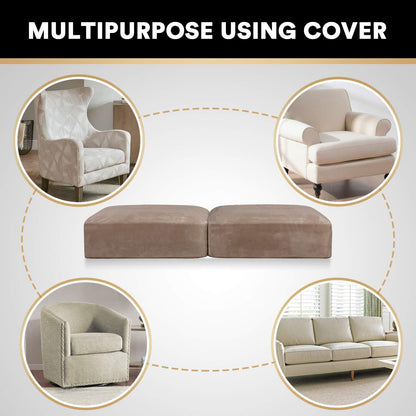 PrinceDeco Velvet Couch Cushion Cover Soft Stretch Cushion Slipcover for Chair Loveseat Sofa