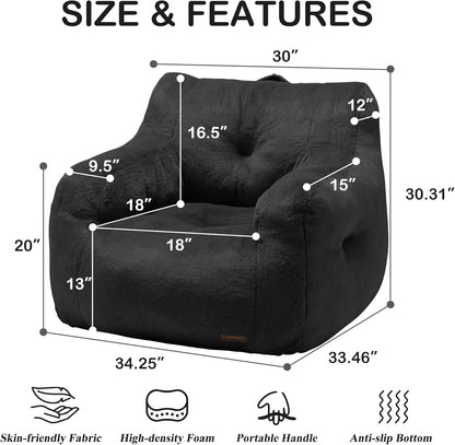 Hobestluk Bean Bag Chair for Adult Small Bean Bag Chairs with Arms Furry Beanbag Chair with Foam