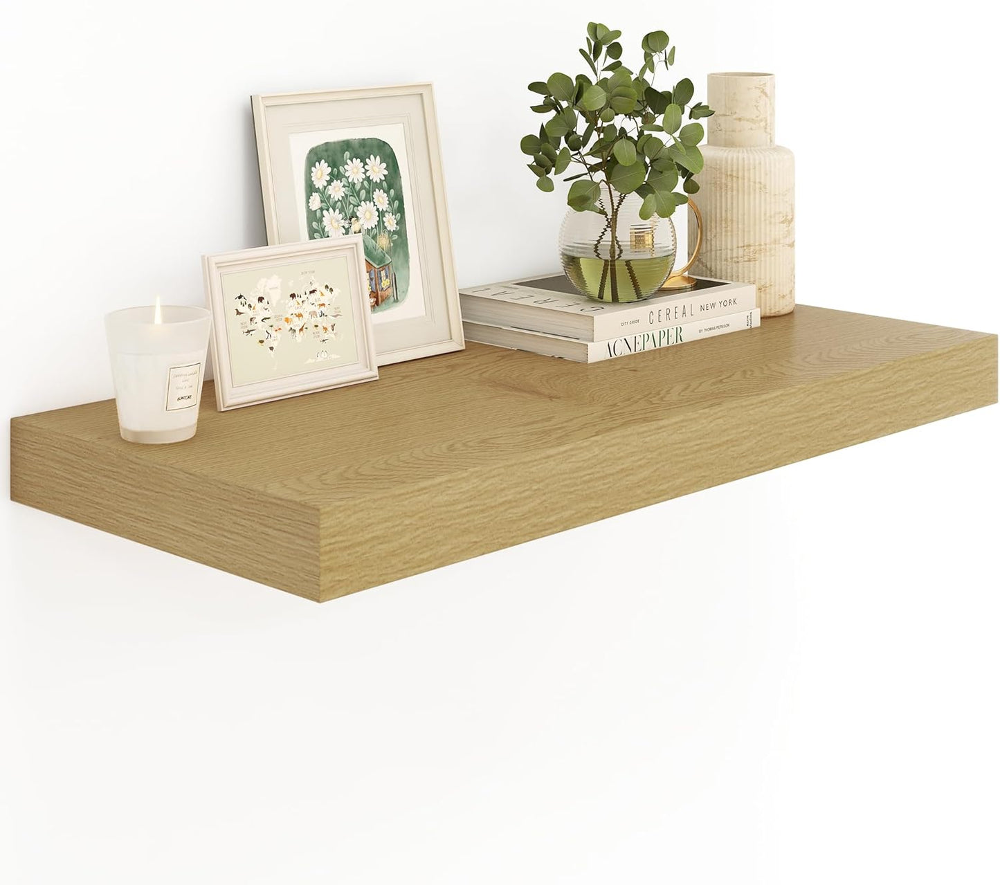 12" Deep Oak Floating Shelves,Over Toilet Long Wall Mounted Modern Farmhouse 36 inches,Wall Shelves