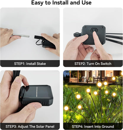 Solar Garden Lights Outdoor Waterproof, 4 Pack 32 LED Swaying Light Firefly Light Outdoor Decor