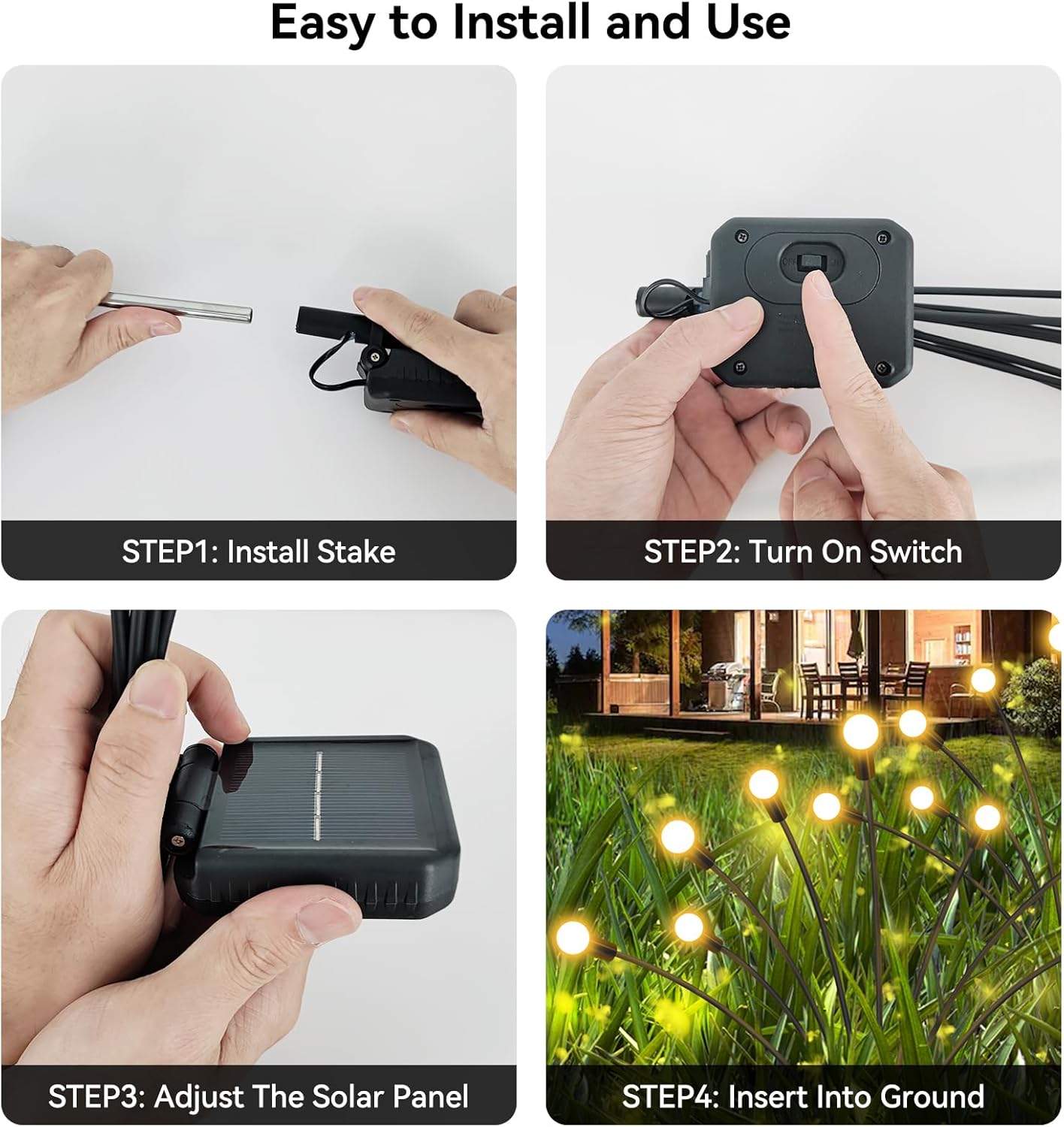 Solar Garden Lights Outdoor Waterproof, 6 Pack 48 LED Swaying Light Firefly Light Outdoor Decor
