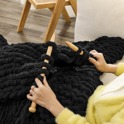 WESHIONGOO Chunky Knit Blanket Throw 40"*40" Knitted Throw Blankets for Couch Bed Fluffy Soft