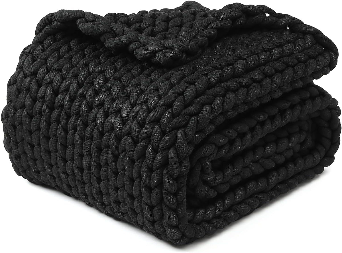 YnM Chunky Throw Blanket, Medium-Weight, Hand Knitted, Skin Friendly, Ventilated and Breathable