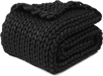 YnM Chunky Throw Blanket, Medium-Weight, Hand Knitted, Skin Friendly, Ventilated and Breathable