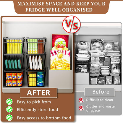 Freezer Organizer Bins，Upgraded Bottom Leak-Proof net，4 Pack，Encryption and Hardening ，Deep Freezer