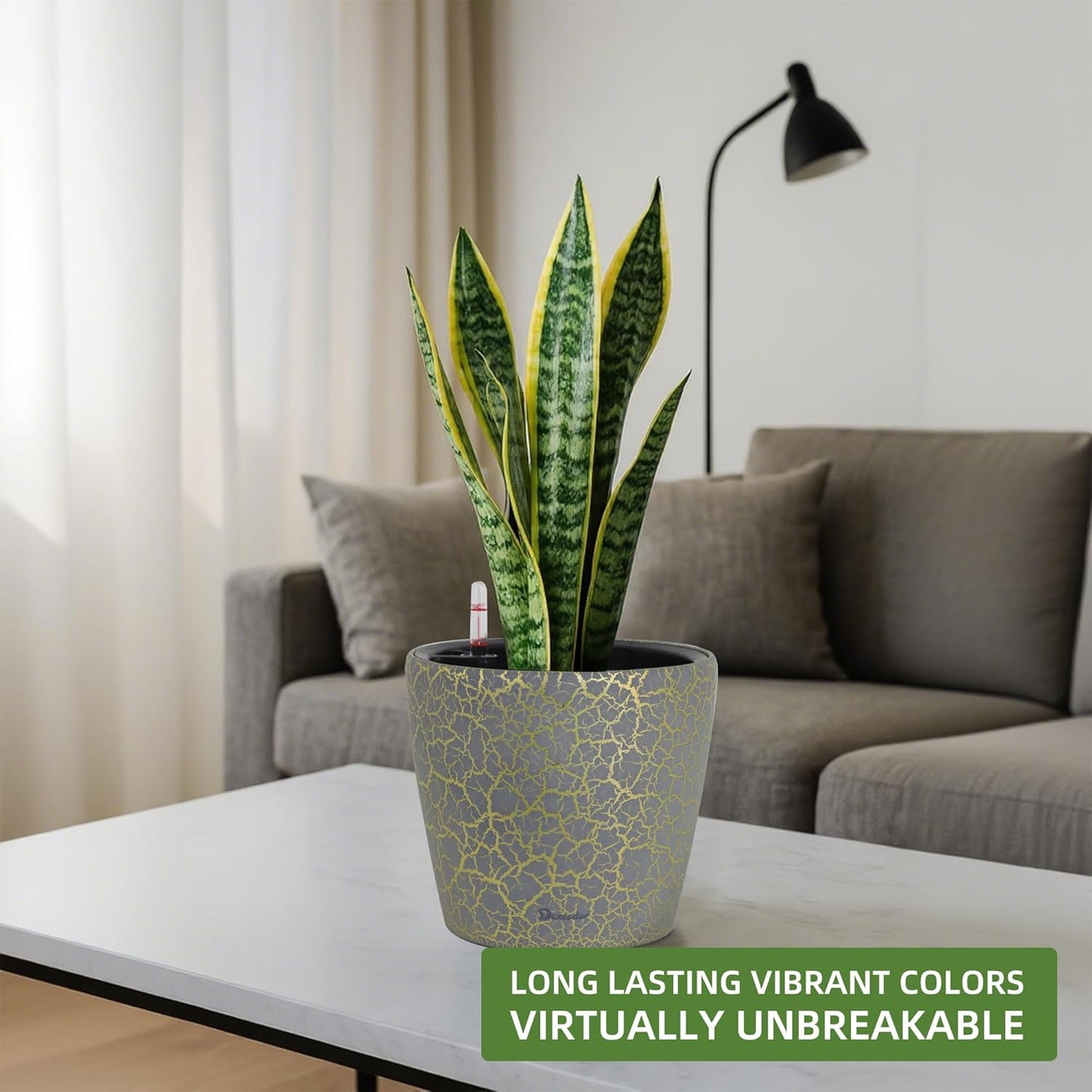 Dexceder 9x8 Inches Self Watering Planter Indoor Outdoor, Inner Pot Design, Thickened Table Flower