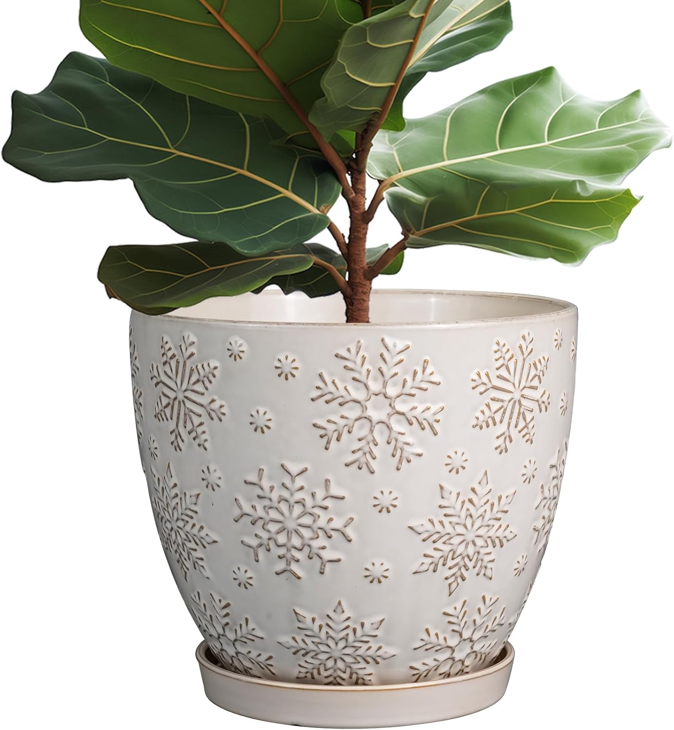 10 Inch Ceramic Planter Pot Large Plant Pot for Indoor Plants Outdoor Round Flower Pot with