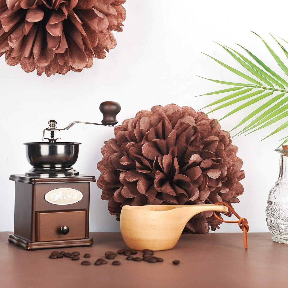 MISU 10" Brown Tissue Pom Poms DIY Tissue Paper Flowers for Birthday Wedding Baby Shower Tea Party