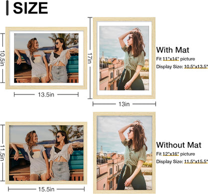 Vittanly 12x16 Picture Frames Set of 9, Shatter Resistant Plexiglass, Display 11x14 Pictures with