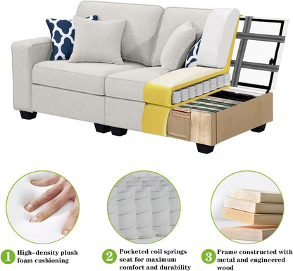 L Lengend Vansen Modular Sectional Sofa U Shaped Couch with Ottoman Modern Reversible Corner